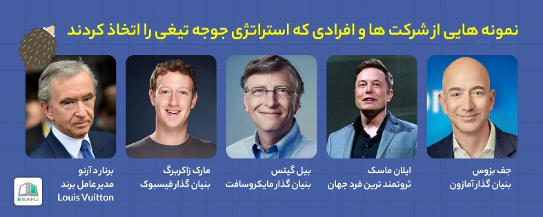 نمونه هایی از شرکت ها و افرادی که استراتژی جوجه تیغی را اتخاذ کردند