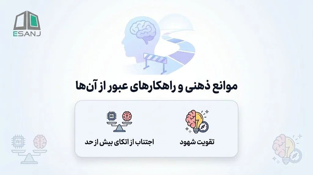 موانع <strong class='view_keyword' data-description='چیزی که برای همه معلوم نیست؛ چیزی که ماهیت آن بطور درونی و خصوصی درک می شود.' onclick='view_tooltip(this)' >ذهنی</strong> و راهکارهای عبور از آن&zwnj;ها
