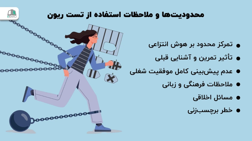 محدودیتها و ملاحظات استفاده از تست ریون