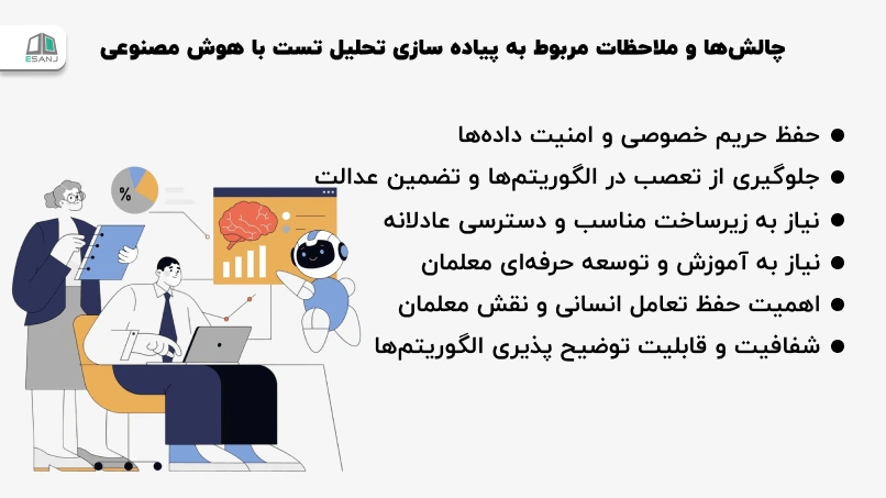 چالشها و ملاحظات مربوط به پیاده سازی تحلیل تست با هوش مصنوعی