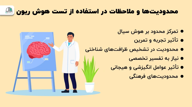 محدودیتها و ملاحظات در استفاده از تست هوش ریون