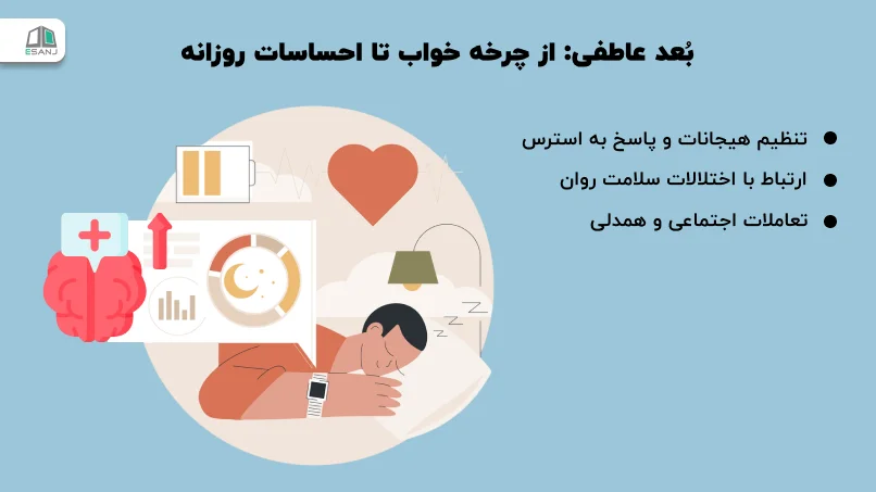 بُعد عاطفی: از چرخه خواب تا <strong class='view_keyword' data-description='احساس (از چیزی)، چیزی که شما از طریق ذهن یا حواس احساس می کنید.' onclick='view_tooltip(this)' >احساسات</strong> روزانه