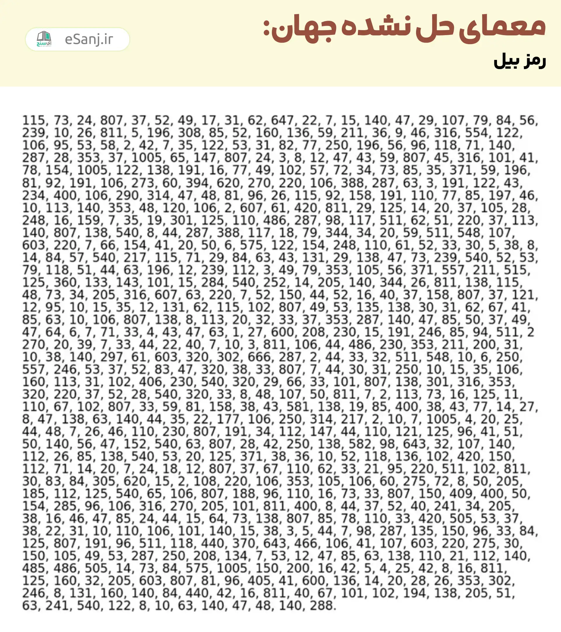 معمای حل نشده جهان: رمز بیل
