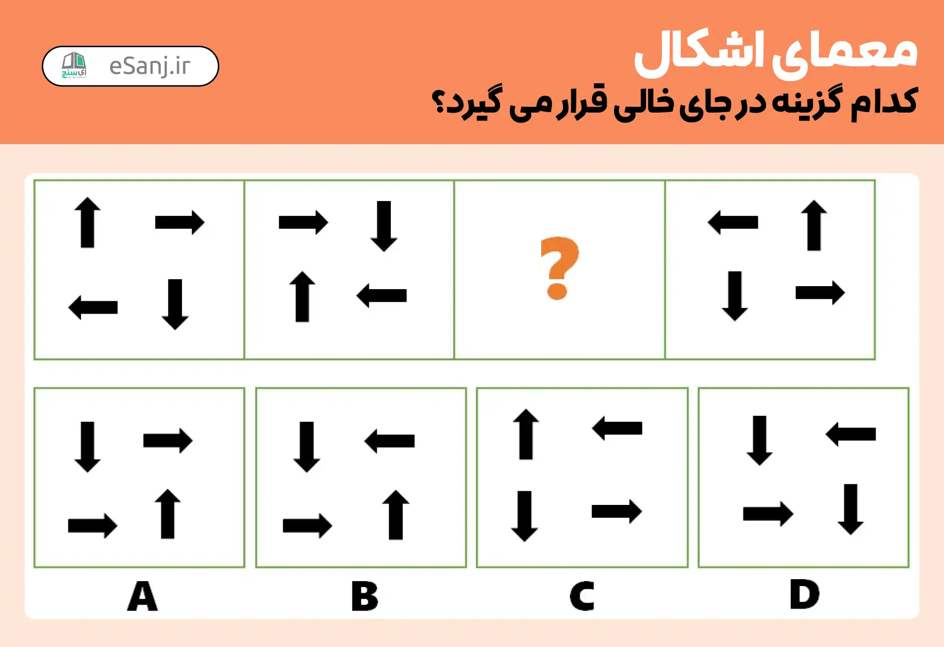 معمای اشکال: گزینه ای که در جای خالی قرار می گیرد، کدام است؟