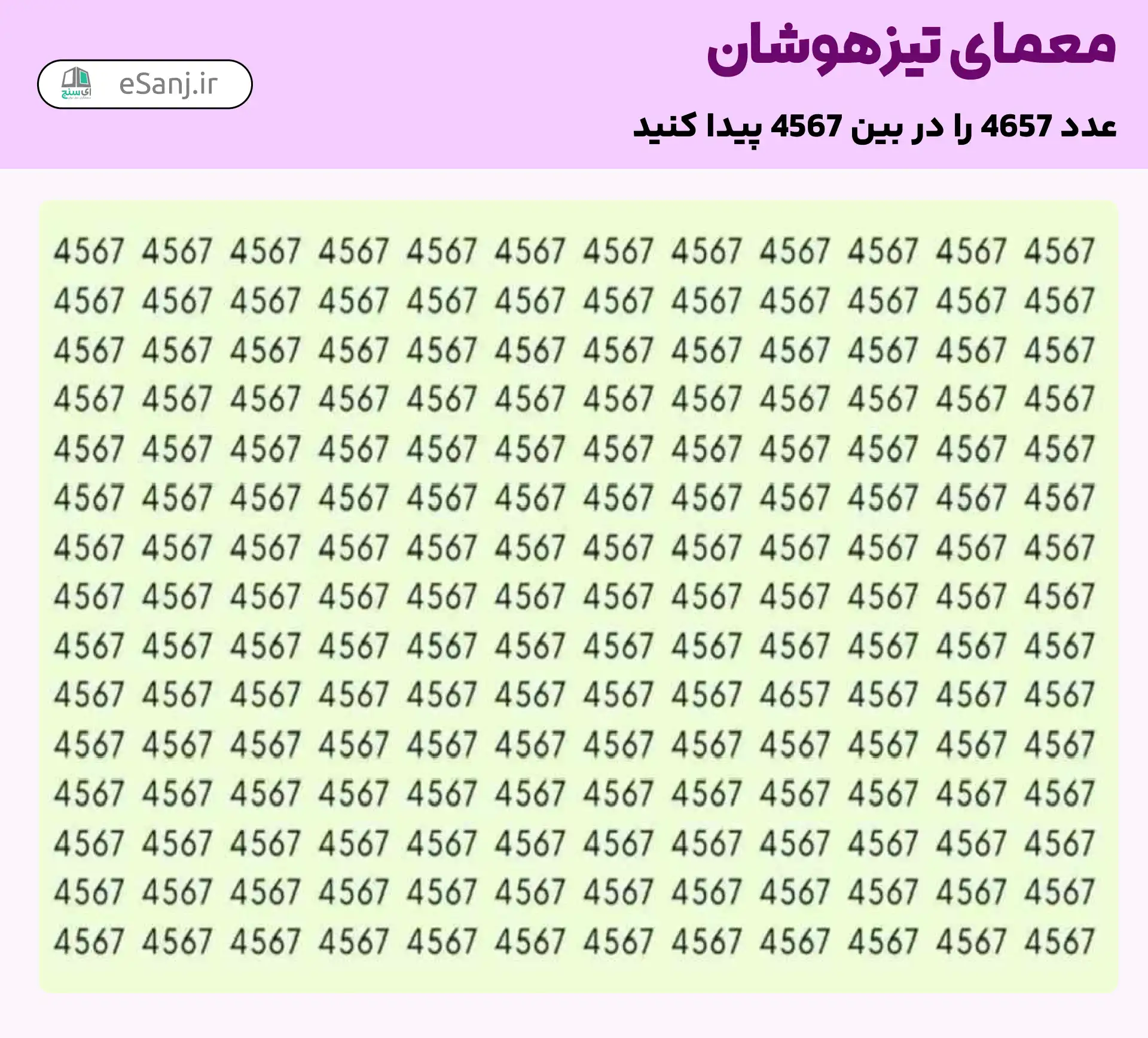 معمای تیزهوشان: عدد 4657 را پیدا کنید