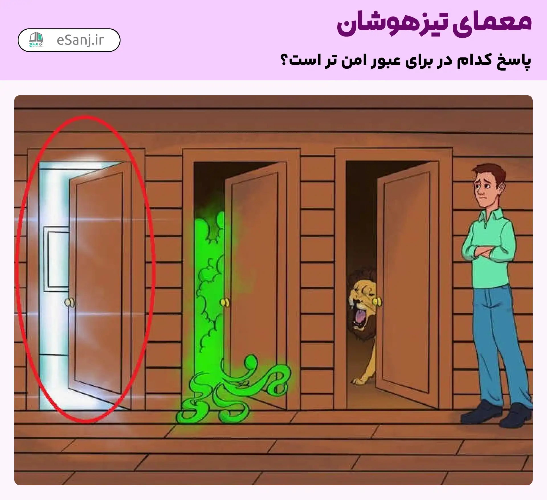 پاسخ معما تیزهوشان: کدام در برای عبور امن تر است؟َ