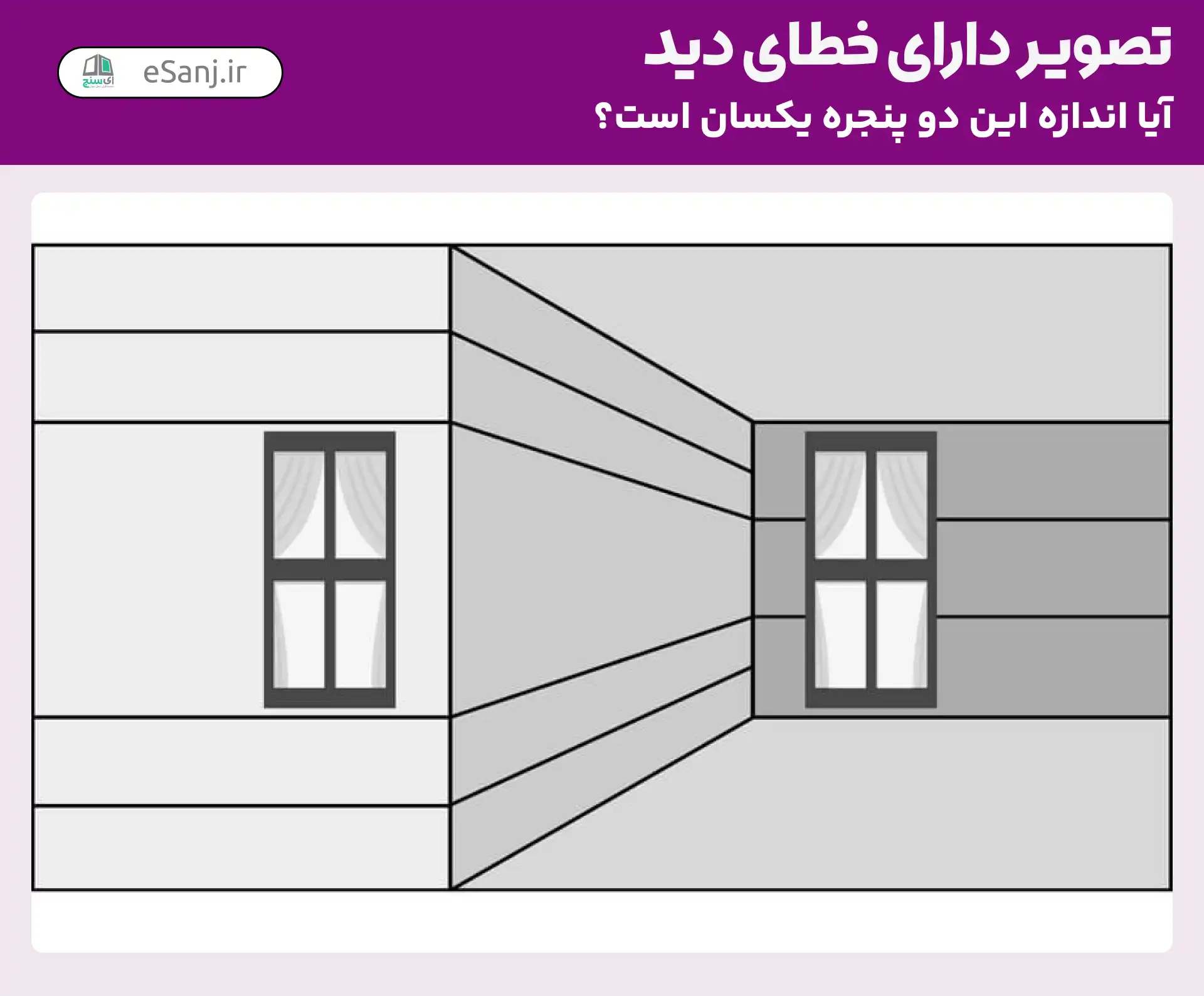 تصویر دارای خطای دید: آیا اندازه دو پنجره یکسان است؟