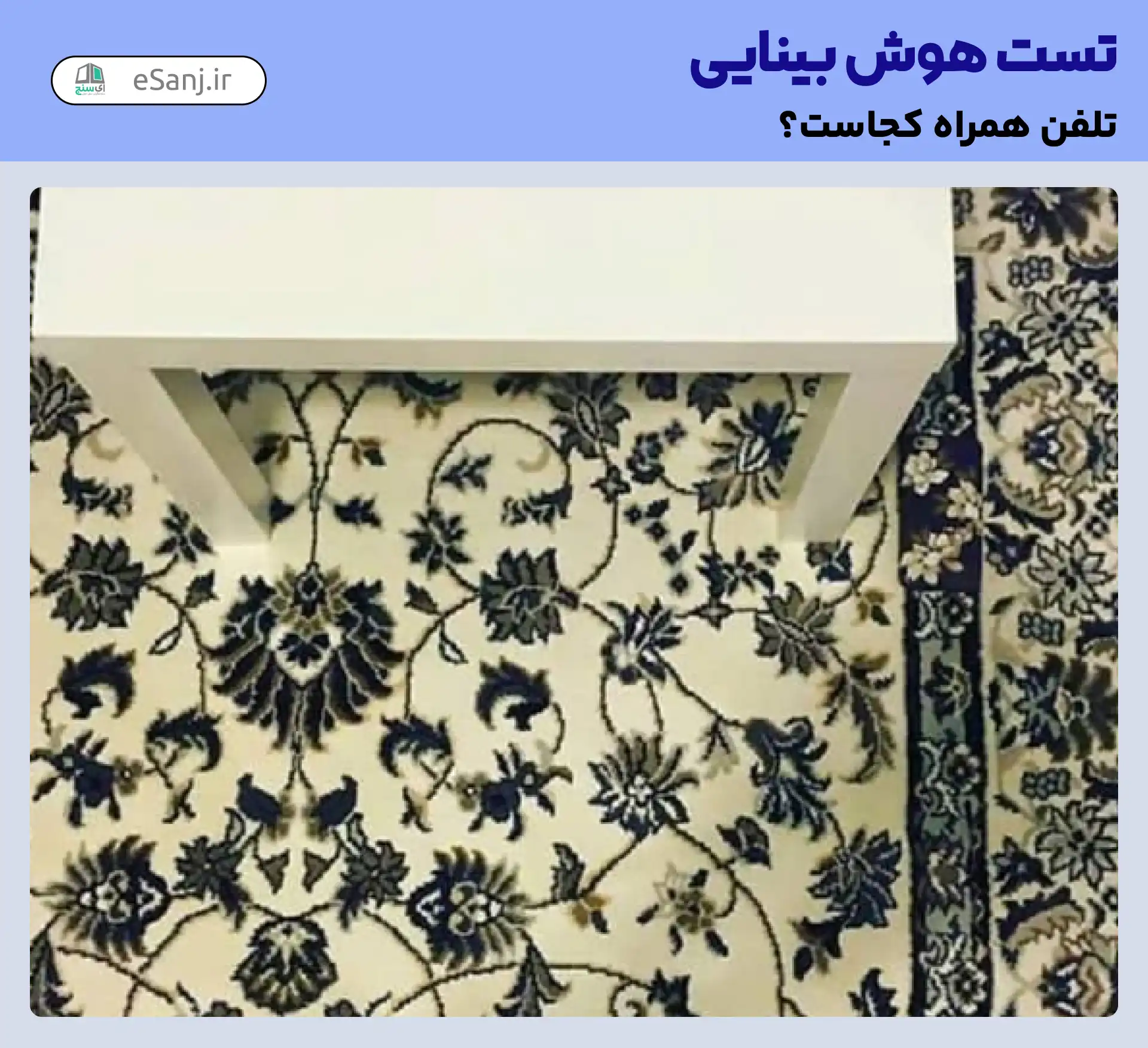 تست هوش بینایی: تلفن همراه را روی فرش پیدا کنید.
