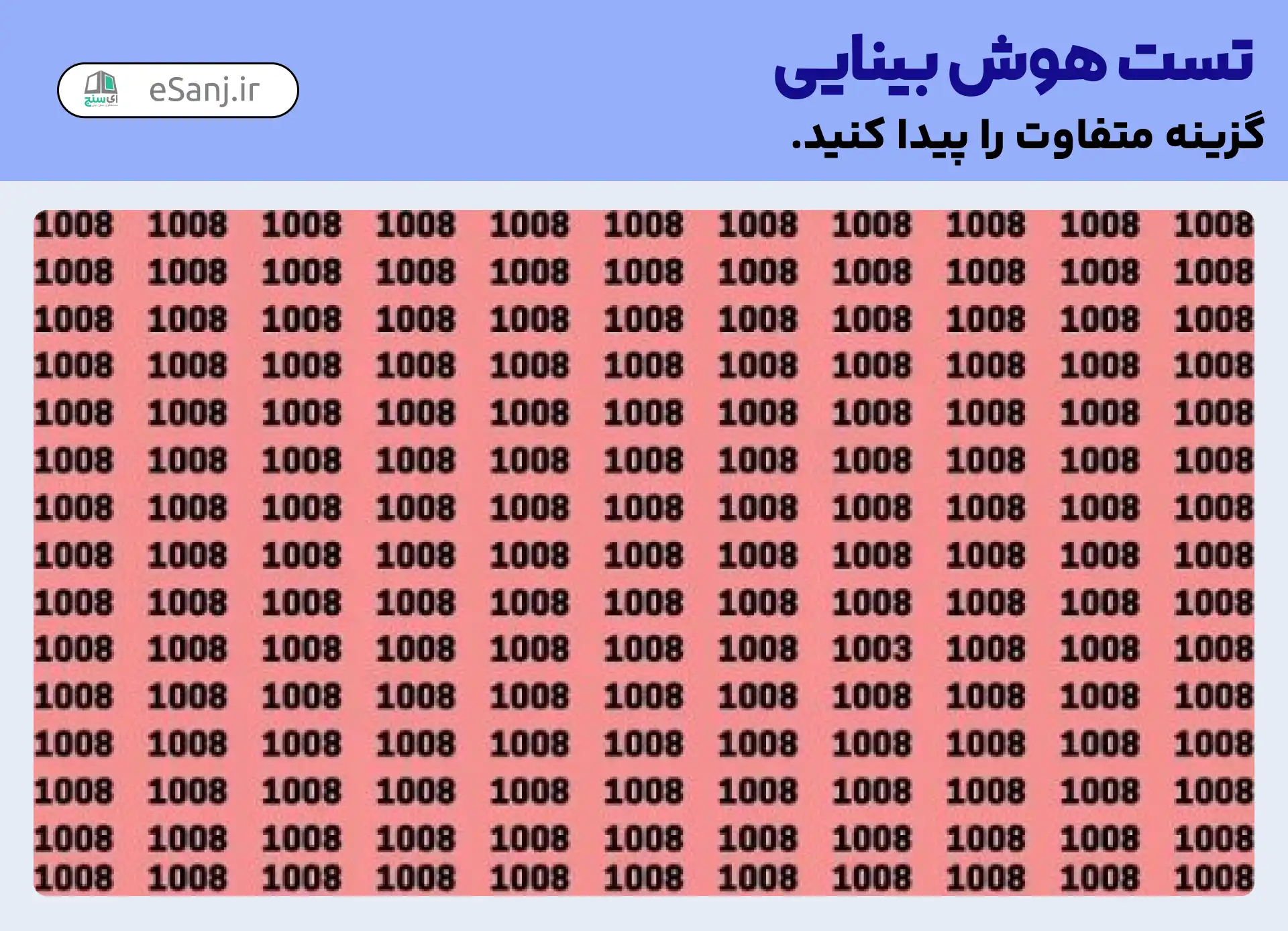 تست هوش بینایی: عدد 1003 را پیدا کنید.