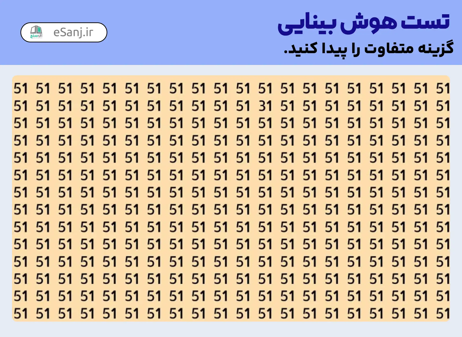 تست هوش بینایی:عدد 31 را پیدا کنید.